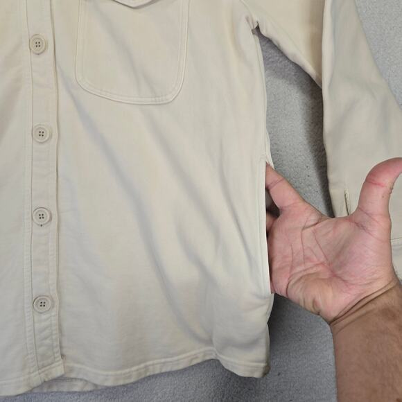 Good American Fleece Shacket Womens L/XL 3/4 Bone Casual Button Down Long Sleeve - Picture 3 of 14